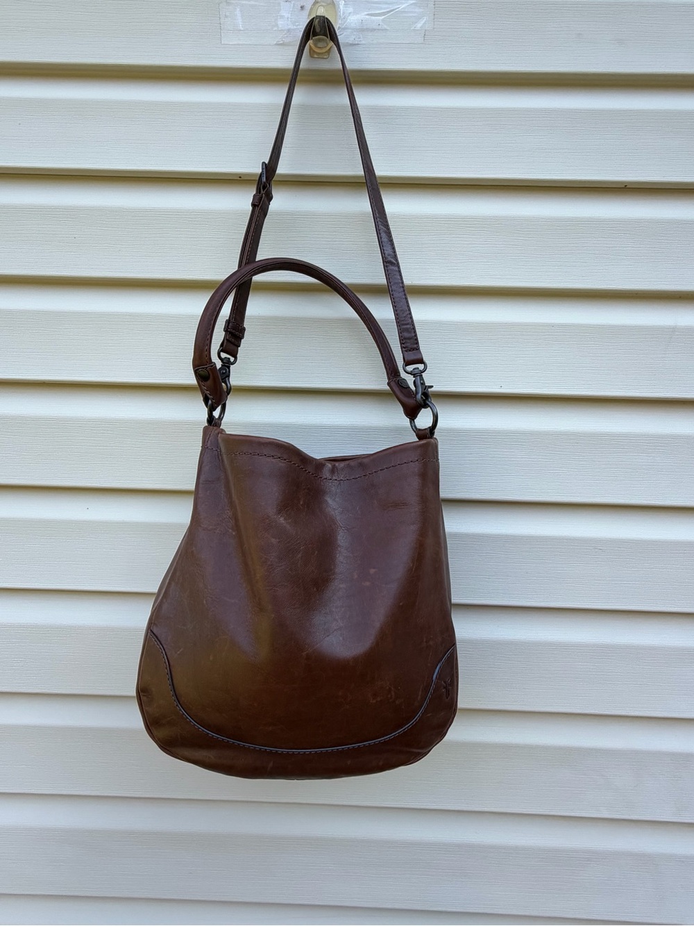 Frye Melissa Leather Convertible Hobo Crossbody Shoulder Bag Brown - Picture 15 of 16